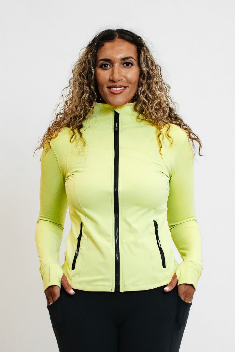 Soul Soft Recycled Zip Up Running Jacket - Lime