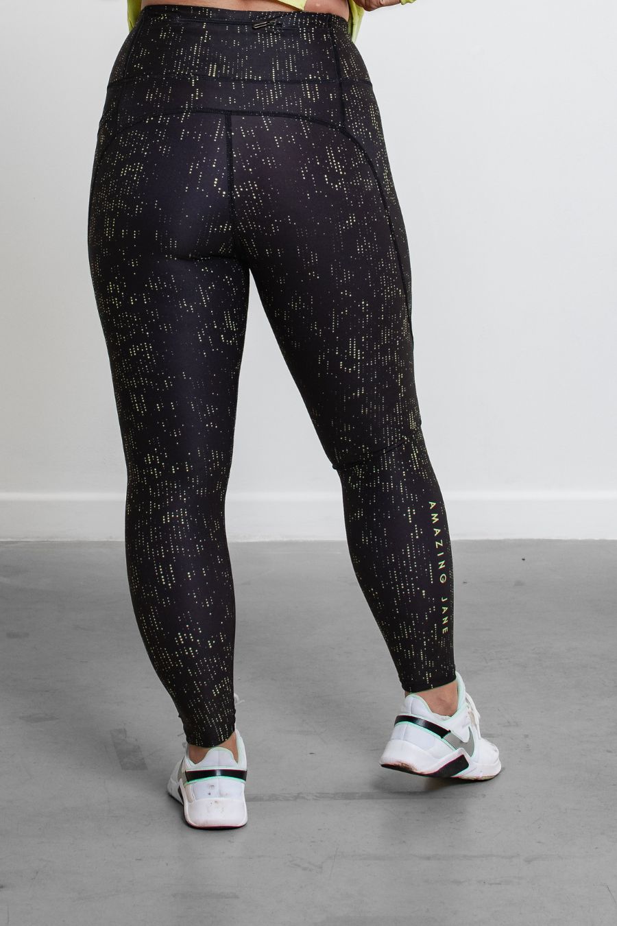 RISE Leggings Lime and Black Dash