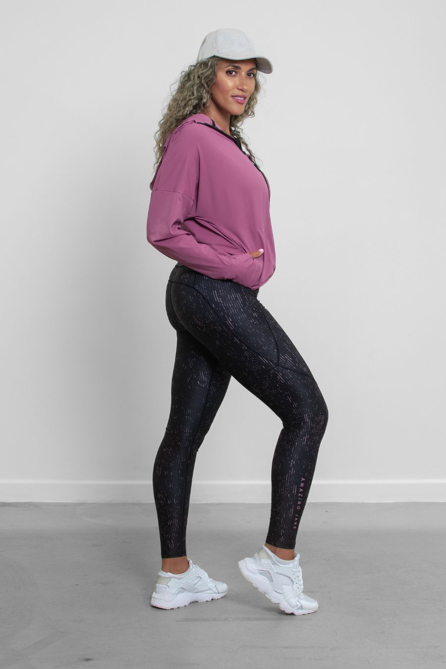 RISE Leggings Duo Tone - Black and Dusty Pink Dash